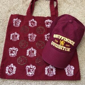 Gryffindor Harry Potter Baseball Hat and Tote Bag Lot